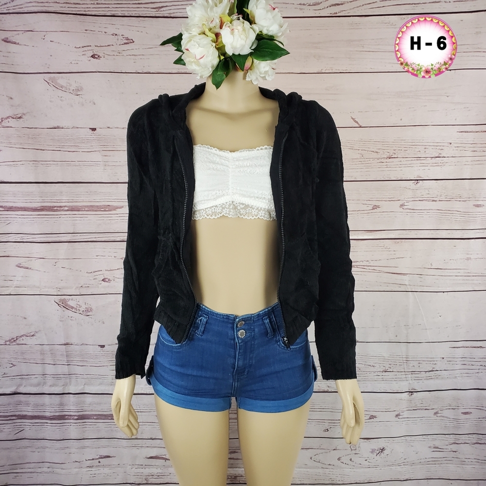 Tomfoolery Small Black Zip Up Hoodie Jacket Casual Lightweight Sweatshirt